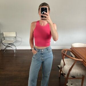 ZARA hot pink cropped knit tank top- size medium